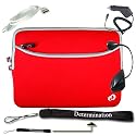 Kroo Glove 11245 Zipper Sleeve Carrying Case Kindle DX (Red) + USB Data Cable + Black Car Charger + Black E-Reader Light + Determination Strap (Combo)