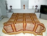 Unique Home Decor Indian Embroidery Mirror Work Cotton Golden Brown Bedding ....