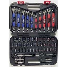 AmPro T45880 65pc 1 4 and 3 8 Drive SAE and Metric Tool Set by AmPro