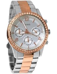 Guess U0122L1 chronograph silver dial stainless steel bracelet women watch NEW