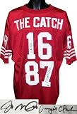 Dwight Clark signed San Francisco 49ers Red Prostyle Jersey w/Montana- Clark Hologram