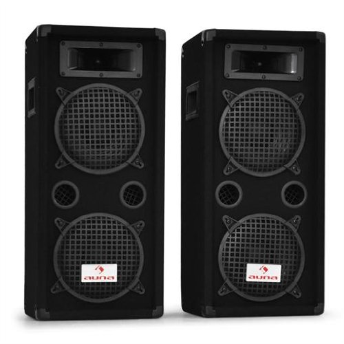 Auna JO-PW-65X22W PA-Lautsprecher passiv (2x 16 cm (6,5 Zoll), 3-Wege, 1200 Watt PA-Boxen, Schraubklemmen/6,3mm Klinke, 1 Paar)