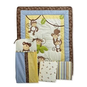 Coco & Company Monkey Time 4 Piece Crib Bedding Set