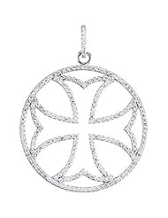 14K White Gold Diamond Maltese Cross Pendant - 1.10 Ct. -- LIFETIME WARRANTY