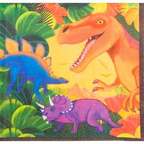 Prehistoric Dinosaurs 12 Pc Lunch Napkins Party Supply (12 Piece), Multi