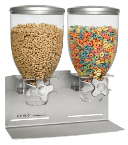 Zevro Dual Dry food Dispenser, Stainless Steel
