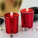 FL-1515 | Professional Quality 2 Piece LED Red Shiny Tea Light Battery Candle Set, A safe and effective way of dressing tables at any event