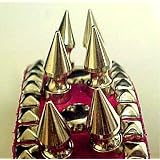 24 Inch Hot Pink Leather Spiked Dog Collar 1 Spikes