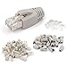 VCE 30-Pack Nickel Plated Shielded RJ45 Cat6A/Cat7 Modular Plug with Cat7/Cat6A Ethernet RJ45 Cable Cap Connector Strain Relief Boots-Gray