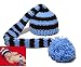 Kafeimali Baby Christmas Elf Long Tail Crochet Beanie Knit Hat Stocking Caps (Blue)