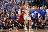 IMAGE OF Miami Heat v Dallas Mavericks - Game Four, Dallas, TX -June 7: Dirk Nowitzki and Mike Miller by Mike Ehrmann, 48x72