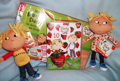 charlie & lola collectable 10" soft dolls plus new dvd & reward chart new