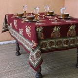 Maharaja ~ Beautiful Burgundy Red Royal Indian Holiday Tablecloth