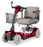 Medline Mini 4 Wheel Scooter with Battery, Burgundy