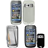 iNcido Brand Nokia C7-00/Astound Combo Rubber Black Protective Case Facepla ....