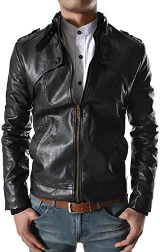 New Mens Biker Geniune Cow Leather Jacket LTC249 - XXS
