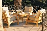 New Luxurious 5 Piece Teak Sofa Set - 4 Lounge Chairs and 35" Round Coffee Table [SR2]