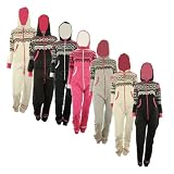 Lusia New Womens Fleece Aztec Print Zip Exposed Fastening Front Ladies Jumpsuit