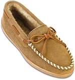 Men's Minnetonka Moccasins Sheepskin Hardsole Moc Slipper Tan
