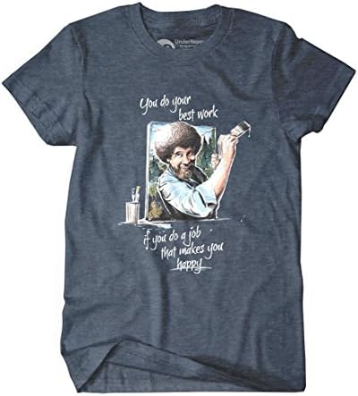 "Happy" Bob Ross Men's Lightweight Crew Neck T-Shirt by UnderRepped (Large)