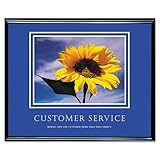 Advantus Customer Service Framed Motivational Print 30w X 24h High-Gloss Bl ....