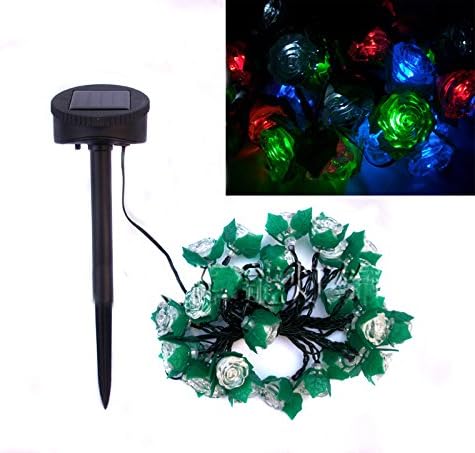hkbayi Solar Power 30 LED Rose Shape Outdoor Garden String light Valentine's Day Party Deco Lamp