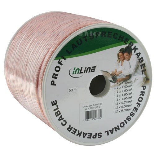 Lautsprecherkabel, InLine®, 2x 4mm², CCA, transparent, 50m