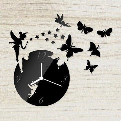 Lani Ang Home Modern 3D Removable DIY Decoration Crystal Mirror Decoration Beauty Angel Butterfly Crystal Mirror Living Room Wall Sticker Clock
