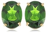  : 14k Yellow Gold 8x6mm Chrome Diopside Oval Cut Stud Earrings