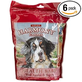 HARMONY FARMS Health Bars with Apples & Yogurt for Dogs, 18-Ounce Bags (Pack of 6)