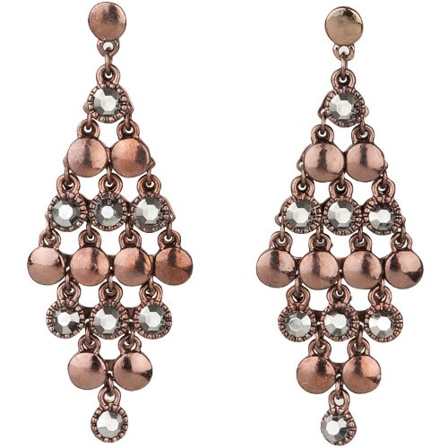 Stunning Chocolate Gold Finish and Faceted Hematite Crystal Chandelier Earrings 2.3 inches long