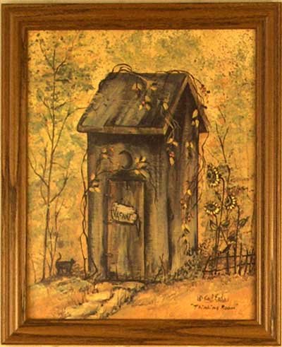 Rustic Outhouse Moon Vine Bathroom Decor Framed Print