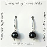 Sterling Silver and Black Kazuri Bead Earrings - SilverChicks Exclusive