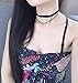 UdobuyPunk Gothic Long Black Velvet PU Leather Chain Necklace Stretch Tattoo Choker Elastic Tassel Necklaces (Double layer triangle choker)