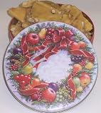 Scott's Cakes Macadamia Nut Brittle in a Christmas Wreath Tin