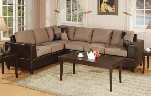 2pcs Sectional Sofa Set - Contemporary Hazelnut Color