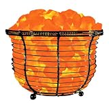 Search : WBM 8-Inch Wide and 7-Inch Tall Round Basket Lamp filled with Himalayan Natural Crystal Salt Chuncks