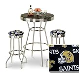 Chrome Bar Table & 2 Chrome Finish New Orleans Saints NFL Fabric Seat Barst ....