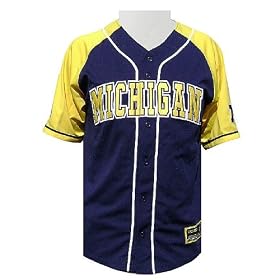 Buy Michigan Wolverines Blue College Tackle Twill Embroidered Baseball Jersey By Colosseum by GametimeUSA