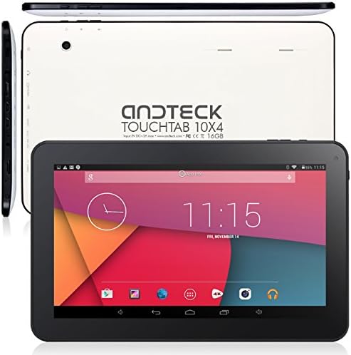 Andteck TouchTab 10.1 Inch 32GB Quad Core Android KitKat 4.4 Tablet PC, 1GB RAM, 8-Core GPU, HD 1024x600 5pt Touch Screen, Dual Camera 2MP, Dual Speakers, HDMI, Wifi, Bluetooth, Google Play, Expands to 64GB! (White)