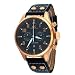 Adee Kaye AK7234-M Men's Rose Gold Classic Retro Chronograph Watch Leather Band
