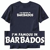 T-Shirt Navy Blue  I Am Famous In Barbados  Country