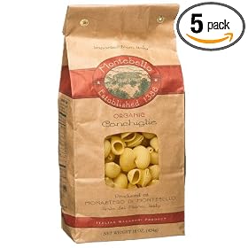 Montebello Organic Conchiglie, Italian Macaroni, 16-Ounce Bag (Pack of 5)