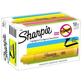 Sharpie Accent Tank-Style Highlighters, 12 Yellow Highlighters(25005)