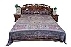 Pashmina Bedspread Bedding Sofa Blue Paisley Self Design Bedcover