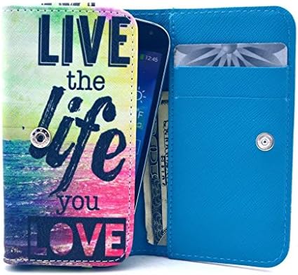Kata i4 Case,Universal Wallet Clutch Bag Carrying Fold Leather Smartphone Case with Buckle Card Slot for Kata i4 5.0 Inch-Live the Life You Love Style