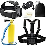 ANART&reg; Accessories Basic Common Starter Kit for All GoPro HERO Session LCD Black, Geekpro, ASX, SportShot Action Cams. Hat Clip Mount, Bobber, Head/Chest Strap