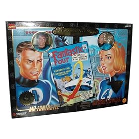  Marvel Comics 1998 Famous Cover Exclusive 2 Pack Edition 8 Inch Action Figures - Mr. Fantastic and Invisible Woman Ultra Poseable Figure with Authentic Fabric Costume