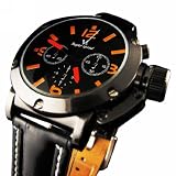 6sense 6 Hands Men’s Fashion Quartz Watch with Black Dial Belt