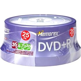 Memorex DVD+R 16x 4.7GB 25 Pack Spindle